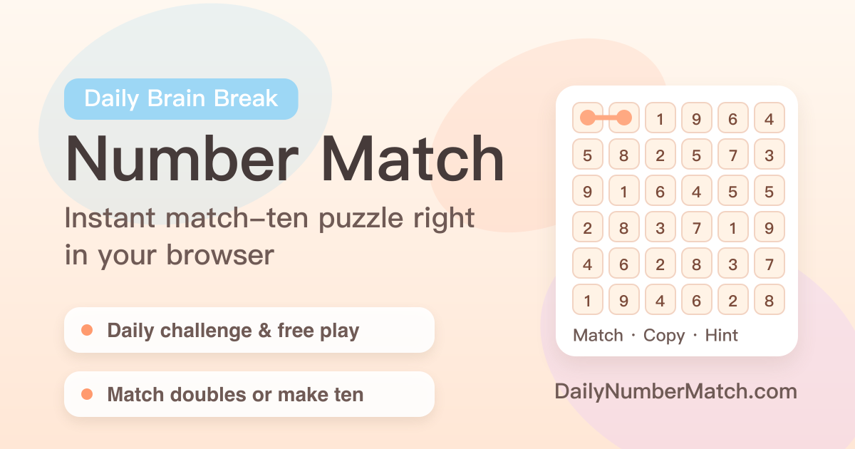 Daily Number Match – Free Match Ten Puzzle, No Download Needed